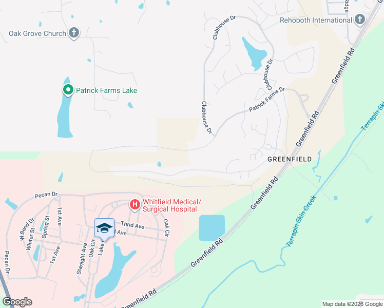 map of restaurants, bars, coffee shops, grocery stores, and more near 522 Patrick Farms Drive in Pearl