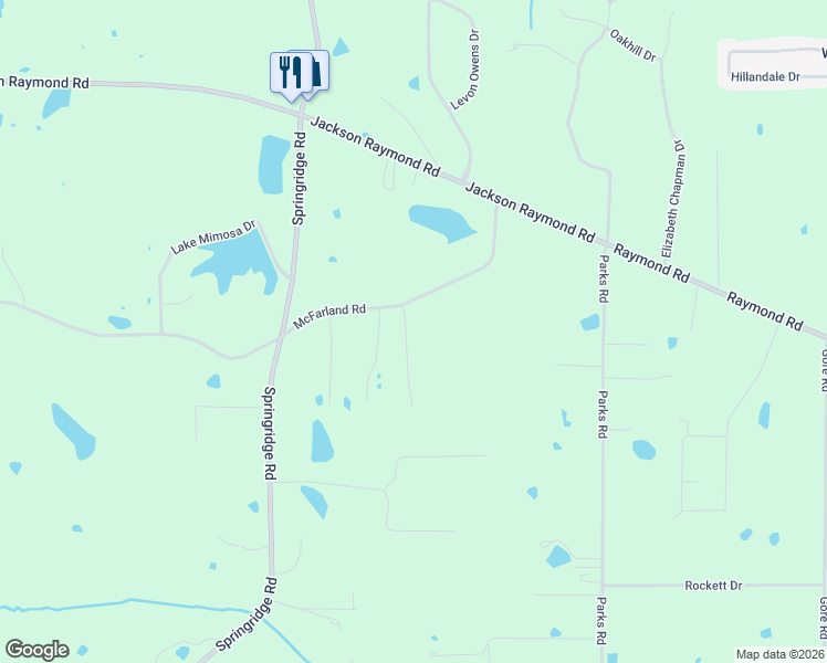 map of restaurants, bars, coffee shops, grocery stores, and more near 3521 McFarland Rd in Raymond