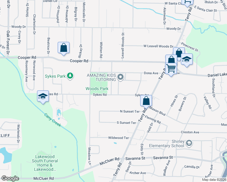 map of restaurants, bars, coffee shops, grocery stores, and more near 3553 Exchange Drive in Jackson