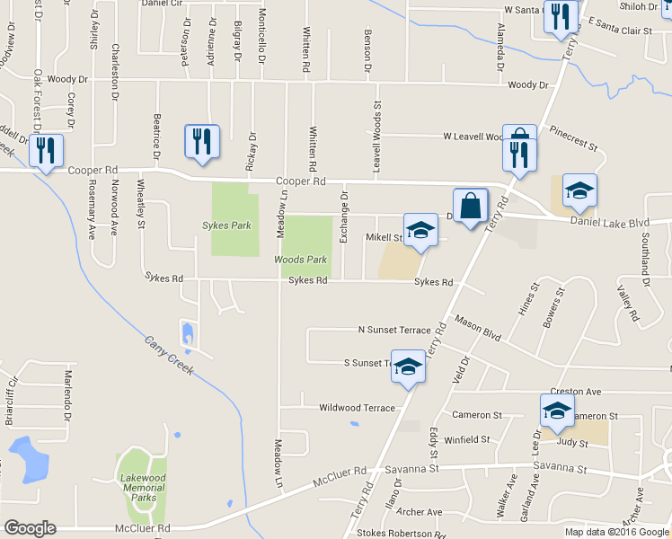 map of restaurants, bars, coffee shops, grocery stores, and more near 3553 Exchange Drive in Jackson