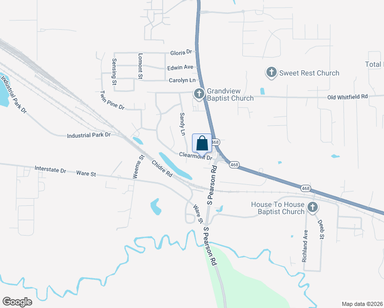 map of restaurants, bars, coffee shops, grocery stores, and more near 768 Sandy Lane in Pearl