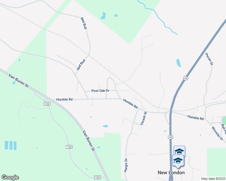 map of restaurants, bars, coffee shops, grocery stores, and more near 600-698 Post Oak Dr in Overton