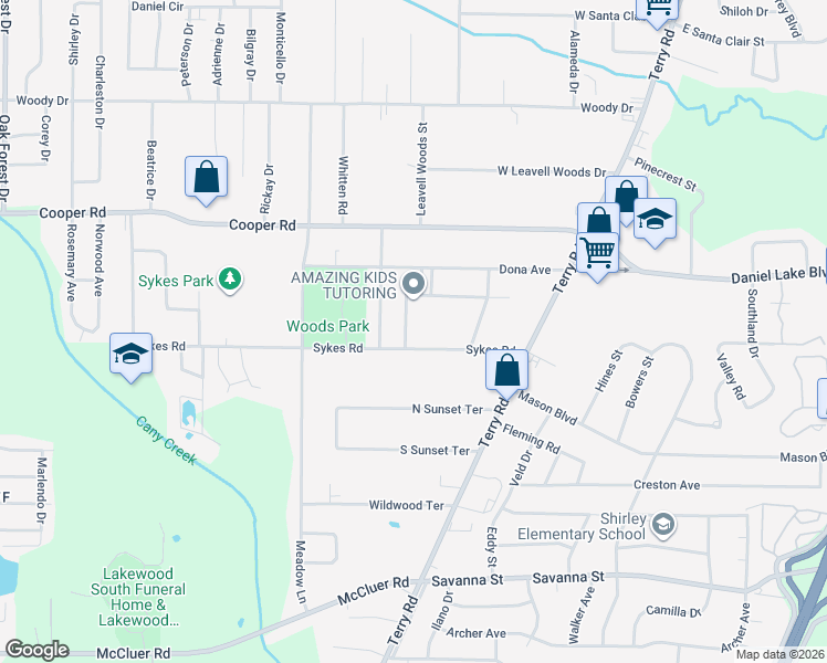 map of restaurants, bars, coffee shops, grocery stores, and more near 293 Mikell Street in Jackson