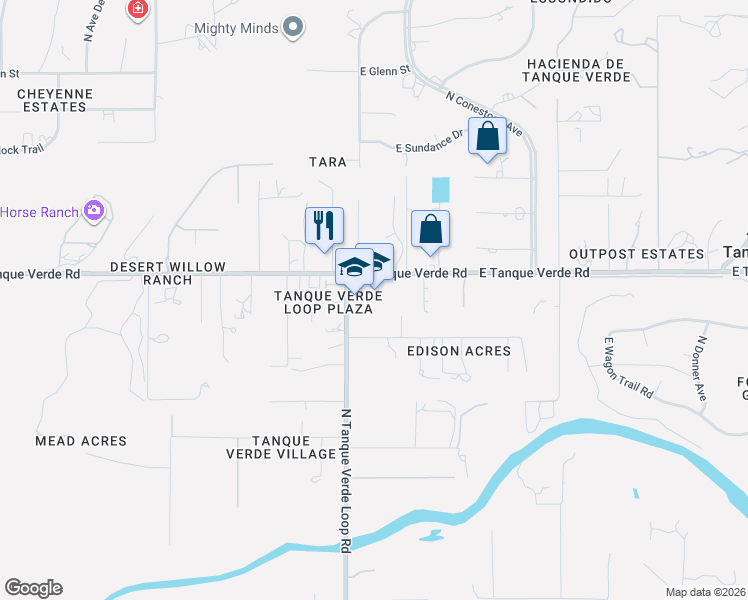 map of restaurants, bars, coffee shops, grocery stores, and more near 11200 East Tanque Verde Road in Tucson
