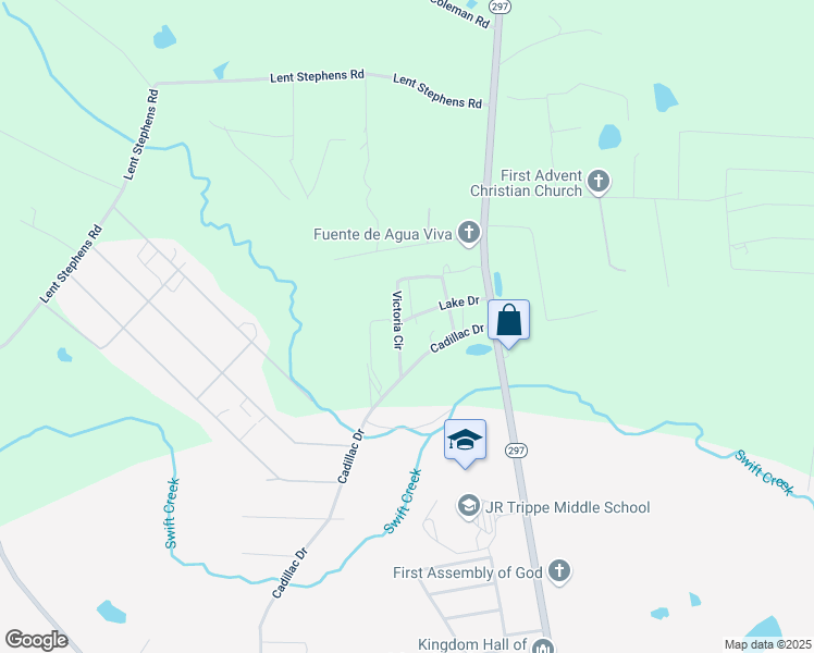 map of restaurants, bars, coffee shops, grocery stores, and more near 289 Victoria Circle in Vidalia