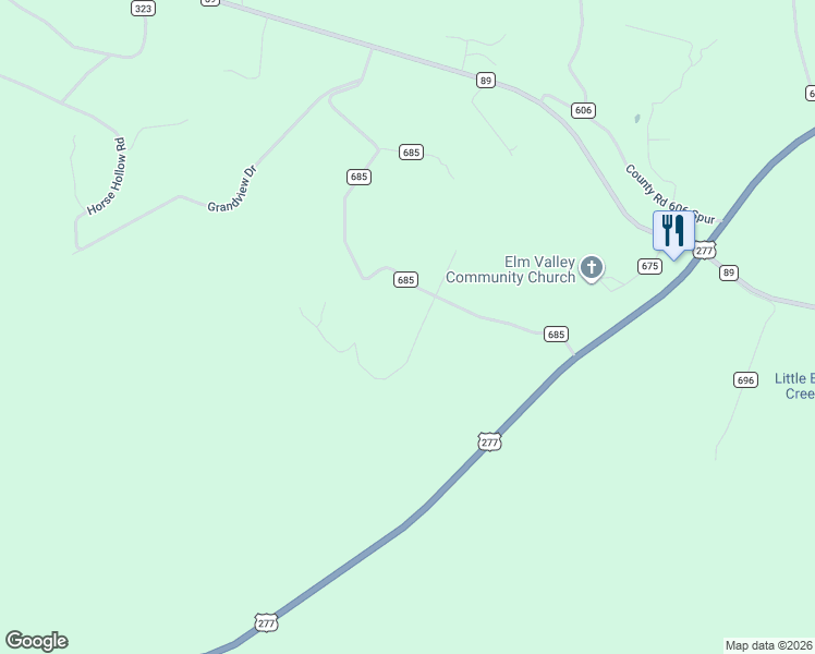map of restaurants, bars, coffee shops, grocery stores, and more near 150A Antler Ridge in Tuscola