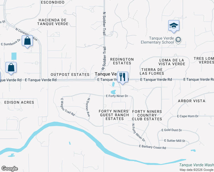 map of restaurants, bars, coffee shops, grocery stores, and more near 2334 North Soldier Trail in Tucson