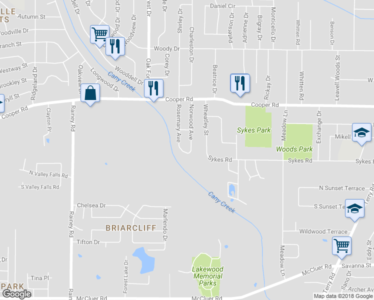 map of restaurants, bars, coffee shops, grocery stores, and more near 3545 Norwood Avenue in Jackson