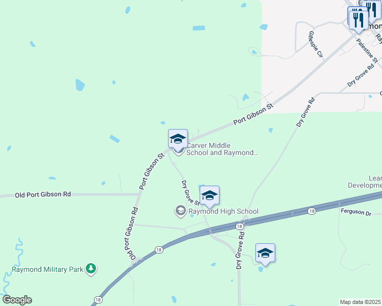 map of restaurants, bars, coffee shops, grocery stores, and more near 1047 Smith Drive in Raymond