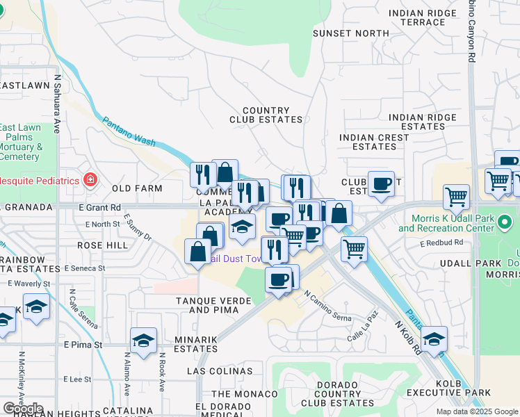 map of restaurants, bars, coffee shops, grocery stores, and more near in Catalina Foothills