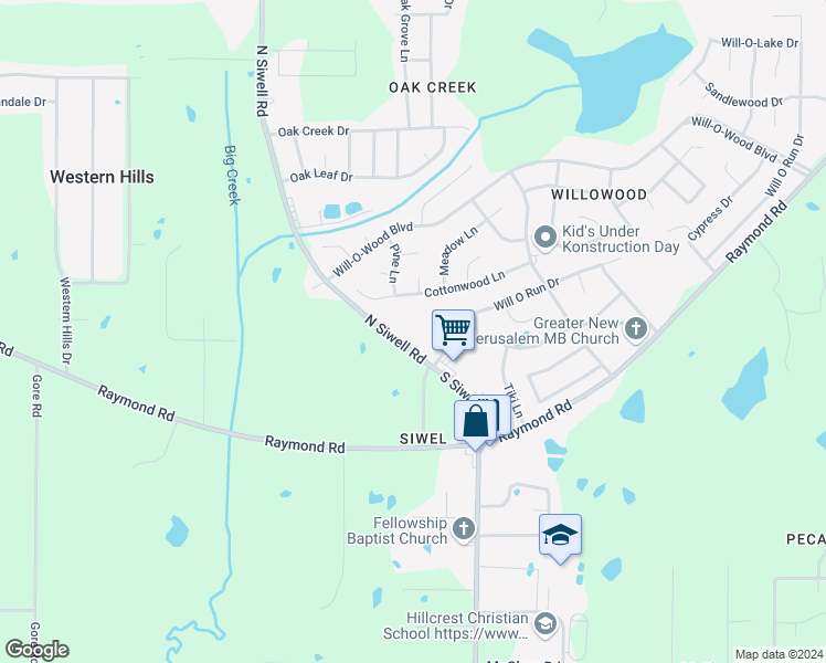 map of restaurants, bars, coffee shops, grocery stores, and more near 2750 North Siwell Road in Jackson