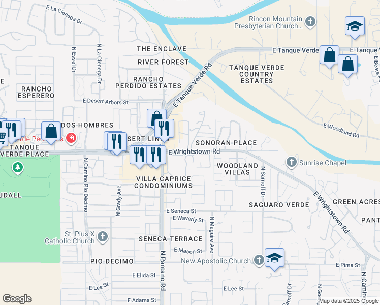 map of restaurants, bars, coffee shops, grocery stores, and more near 800 North Plaza Major in Tucson