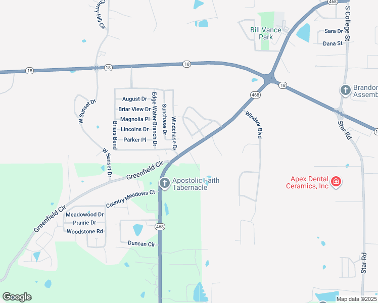map of restaurants, bars, coffee shops, grocery stores, and more near 106 Sunchase Drive in Brandon