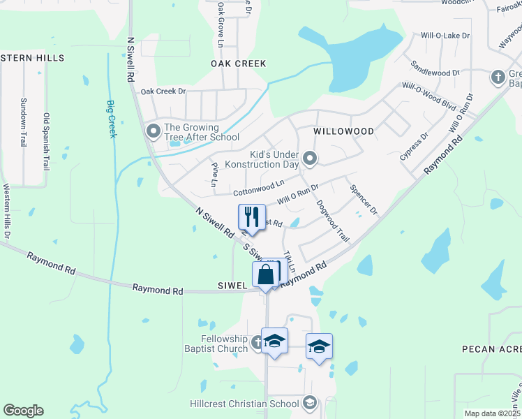 map of restaurants, bars, coffee shops, grocery stores, and more near 5513 Will O Run Drive in Jackson
