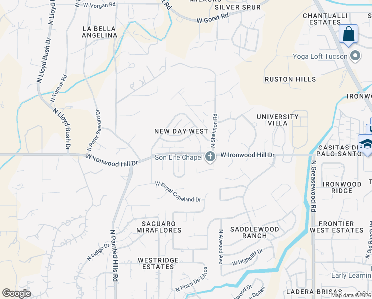map of restaurants, bars, coffee shops, grocery stores, and more near 3031 West Calle Paulo in Tucson