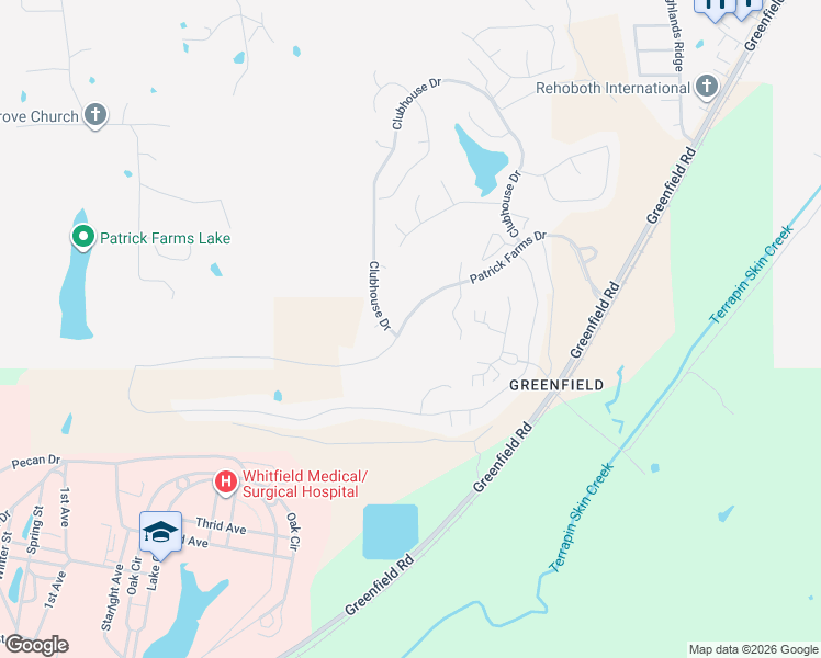 map of restaurants, bars, coffee shops, grocery stores, and more near 417 Patrick Farms Drive in Pearl
