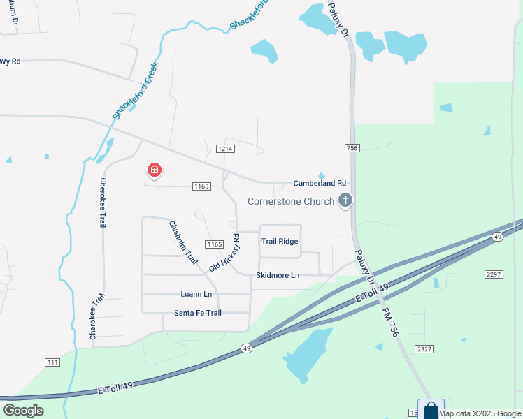 map of restaurants, bars, coffee shops, grocery stores, and more near 1605 Oak Creek Circle in Tyler