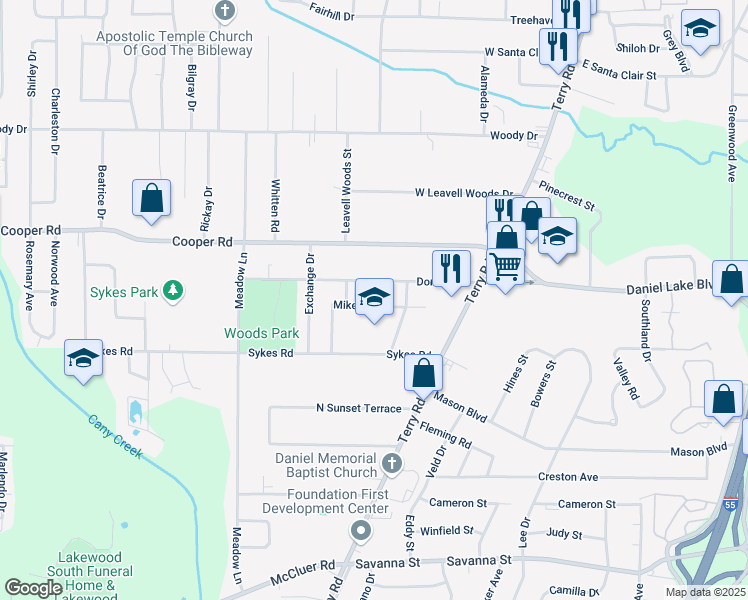 map of restaurants, bars, coffee shops, grocery stores, and more near 228 Mikell Street in Jackson