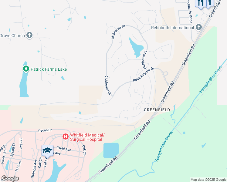 map of restaurants, bars, coffee shops, grocery stores, and more near 422 Patrick Farms Drive in Pearl