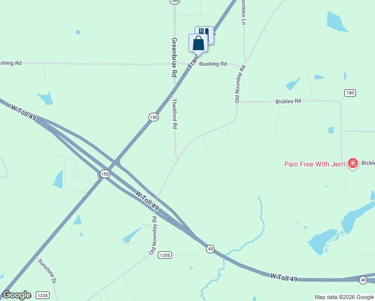 map of restaurants, bars, coffee shops, grocery stores, and more near 15776 County Road 1125 in Tyler