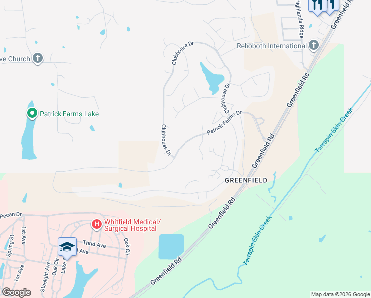 map of restaurants, bars, coffee shops, grocery stores, and more near 417 Patrick Farms Drive in Pearl