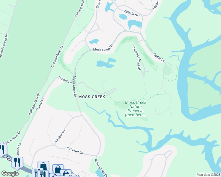 map of restaurants, bars, coffee shops, grocery stores, and more near 23 Marshwinds in Hilton Head Island