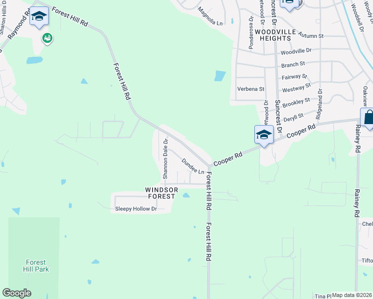 map of restaurants, bars, coffee shops, grocery stores, and more near 3409 Forest Hill Road in Jackson
