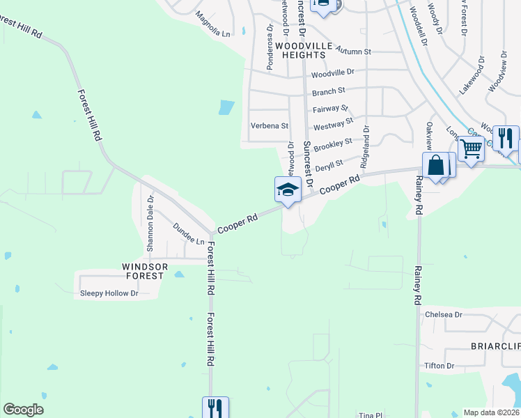 map of restaurants, bars, coffee shops, grocery stores, and more near 1201-1299 Cooper Rd in Jackson