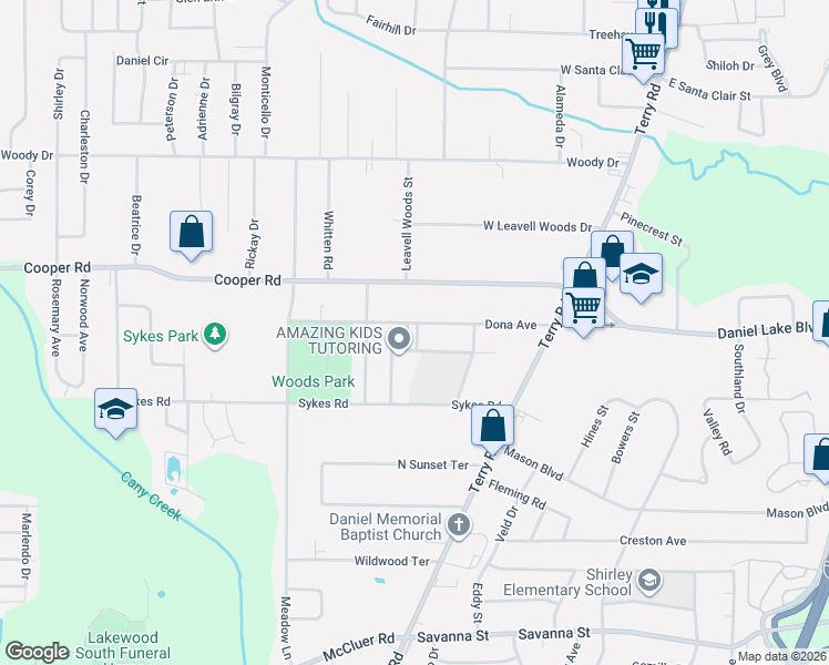 map of restaurants, bars, coffee shops, grocery stores, and more near 252 Mikell Street in Jackson