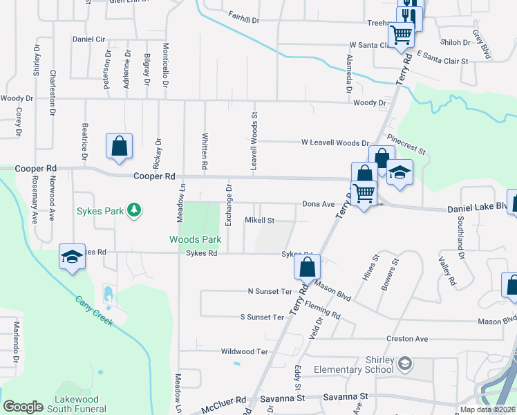 map of restaurants, bars, coffee shops, grocery stores, and more near 247 Dona Avenue in Jackson