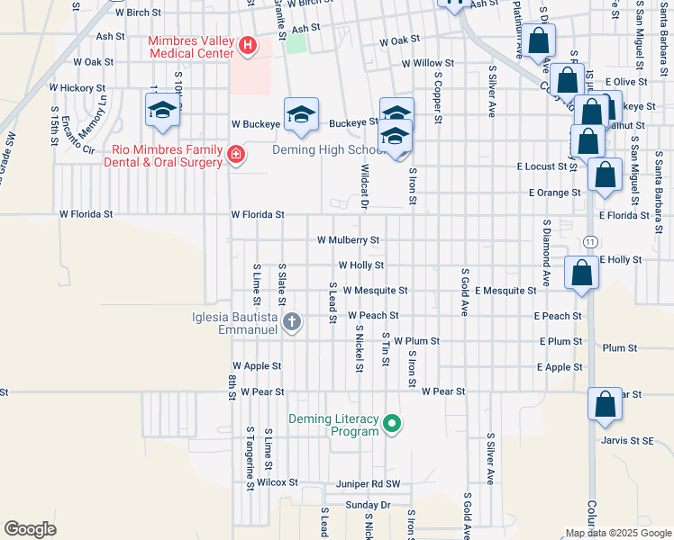 map of restaurants, bars, coffee shops, grocery stores, and more near in Deming