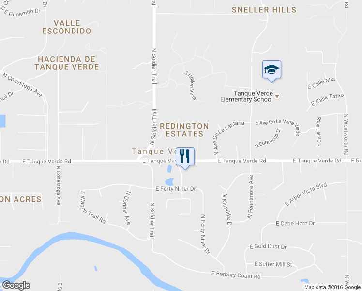 map of restaurants, bars, coffee shops, grocery stores, and more near 2460 N Cavalry Trail in Tucson