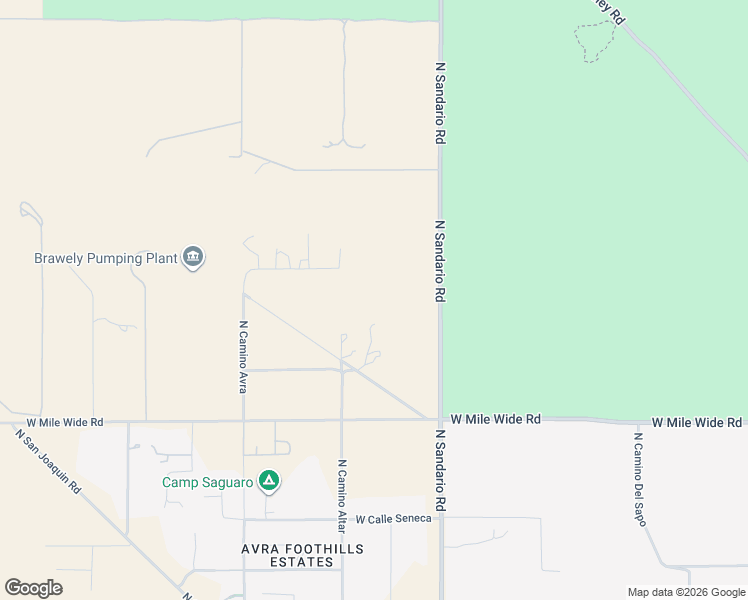 map of restaurants, bars, coffee shops, grocery stores, and more near 2555 North Sandario Road in Tucson