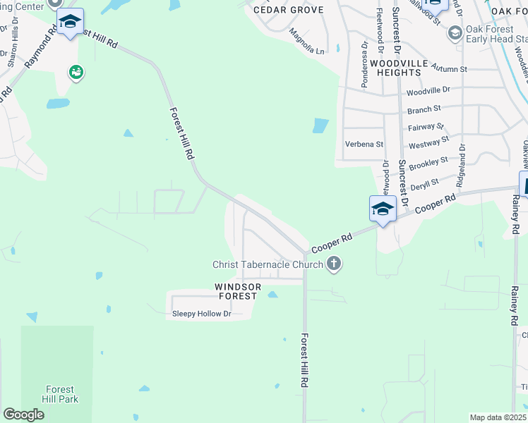 map of restaurants, bars, coffee shops, grocery stores, and more near 3414 Forest Hill Road in Jackson