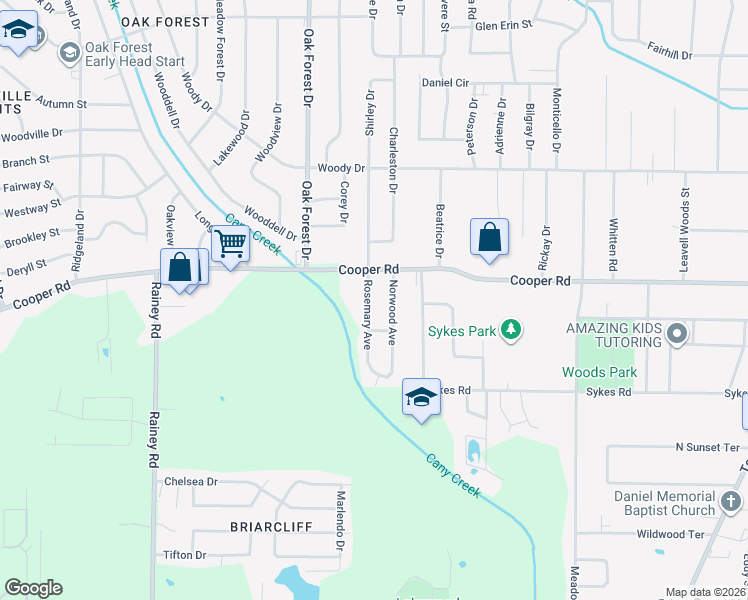 map of restaurants, bars, coffee shops, grocery stores, and more near 3423 Rosemary Ave in Jackson
