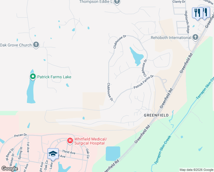 map of restaurants, bars, coffee shops, grocery stores, and more near 801 Clubview Court in Pearl