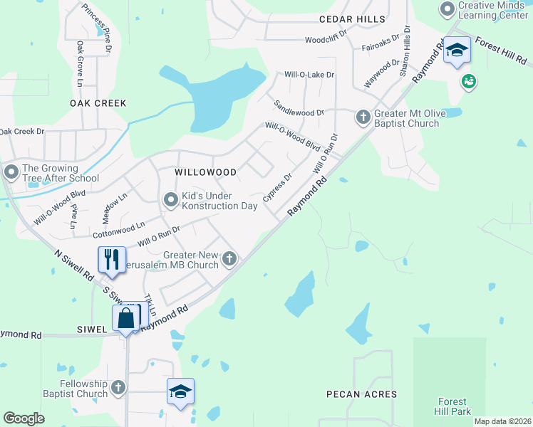 map of restaurants, bars, coffee shops, grocery stores, and more near 4330 Cypress Drive in Jackson
