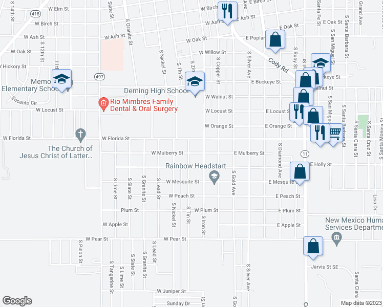 map of restaurants, bars, coffee shops, grocery stores, and more near 318 West Mulberry Street in Deming
