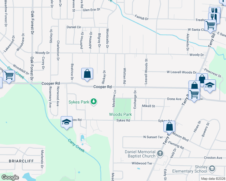 map of restaurants, bars, coffee shops, grocery stores, and more near 427 Cooper Road in Jackson