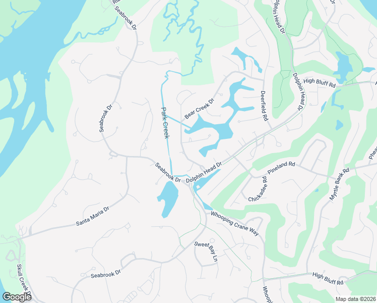 map of restaurants, bars, coffee shops, grocery stores, and more near 61 Bear Creek Drive in Hilton Head Island