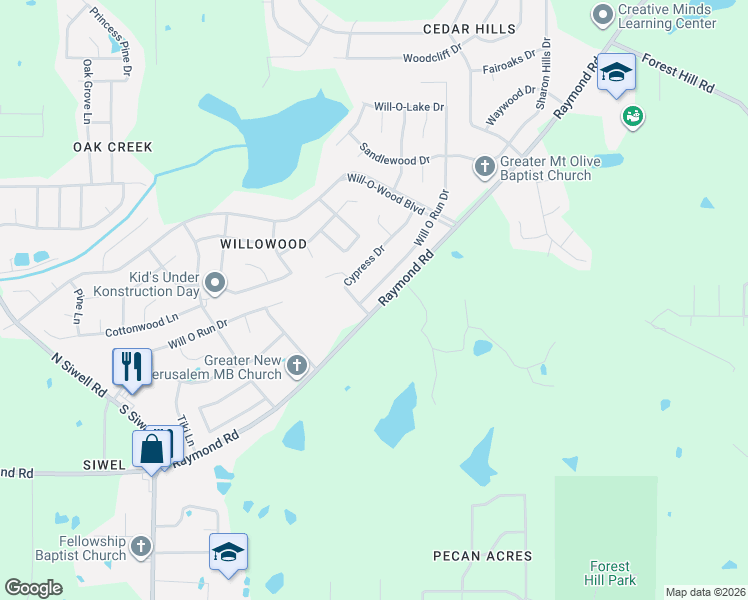 map of restaurants, bars, coffee shops, grocery stores, and more near 4287 Will O Run Drive in Jackson