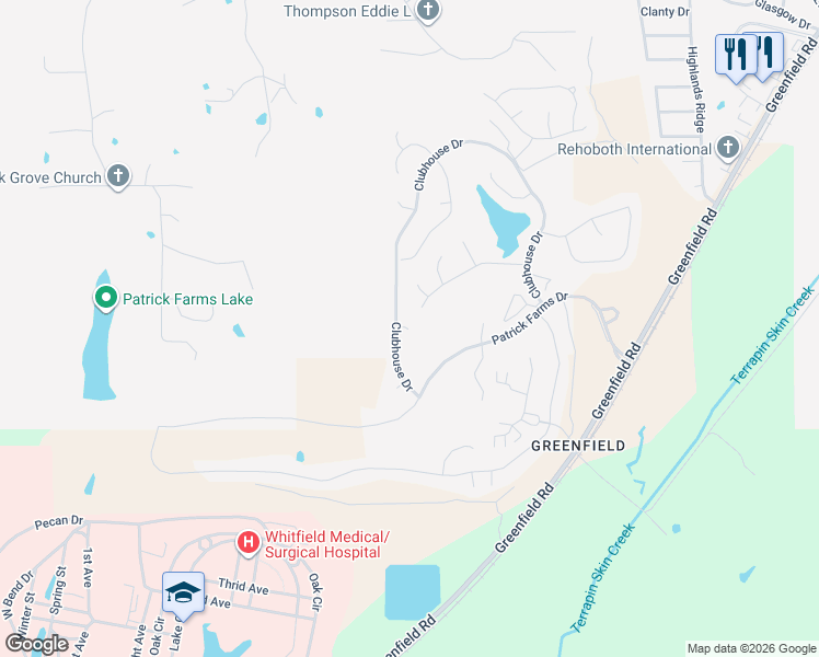 map of restaurants, bars, coffee shops, grocery stores, and more near 801 Clubview Court in Pearl