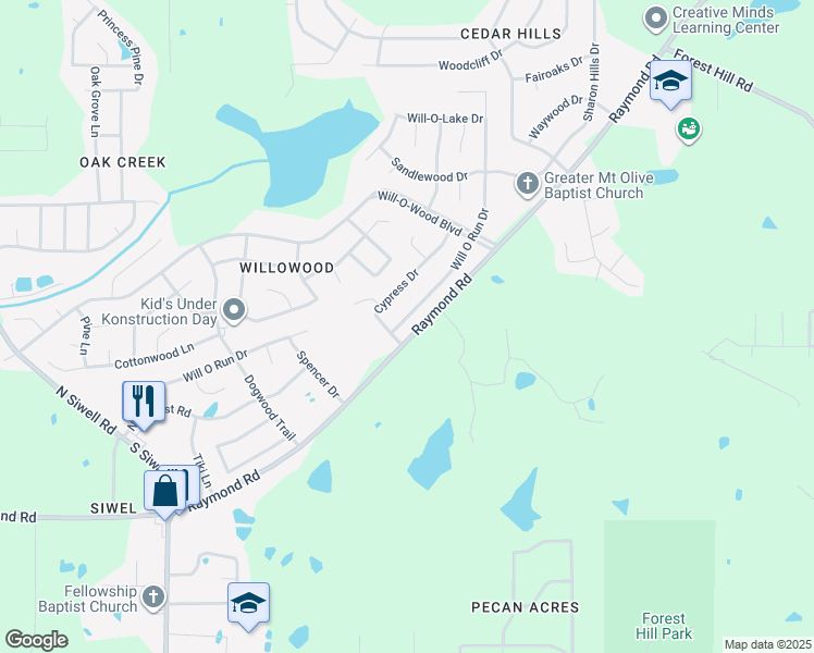 map of restaurants, bars, coffee shops, grocery stores, and more near 4287 Will O Run Drive in Jackson