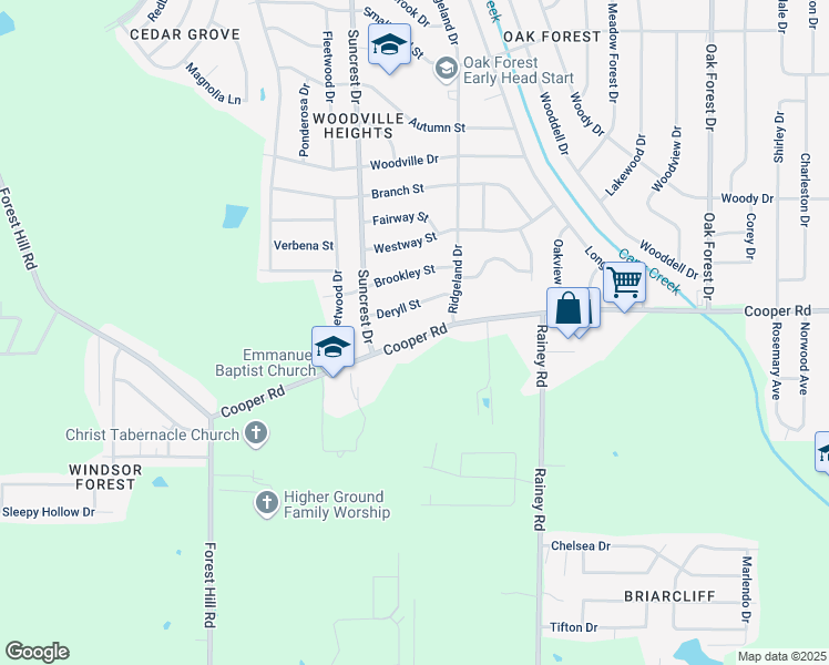 map of restaurants, bars, coffee shops, grocery stores, and more near 1036 Cooper Road in Jackson