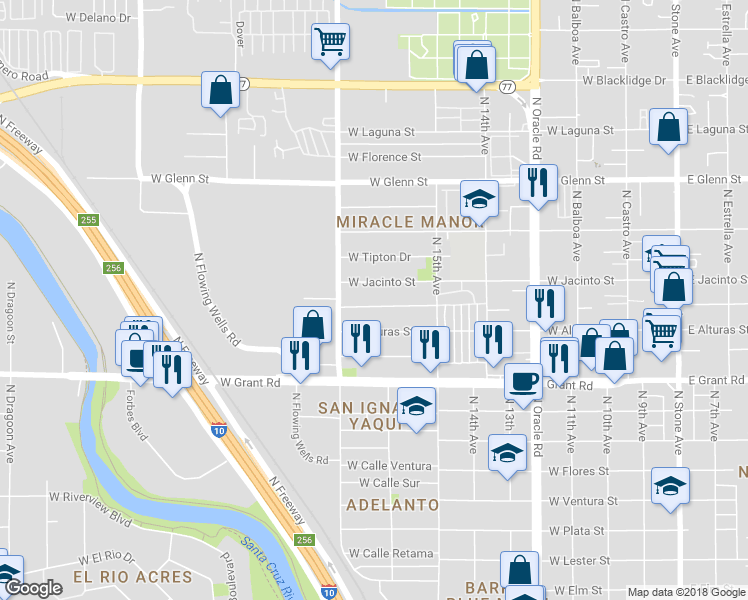 map of restaurants, bars, coffee shops, grocery stores, and more near 826 West Paris Promenade in Tucson