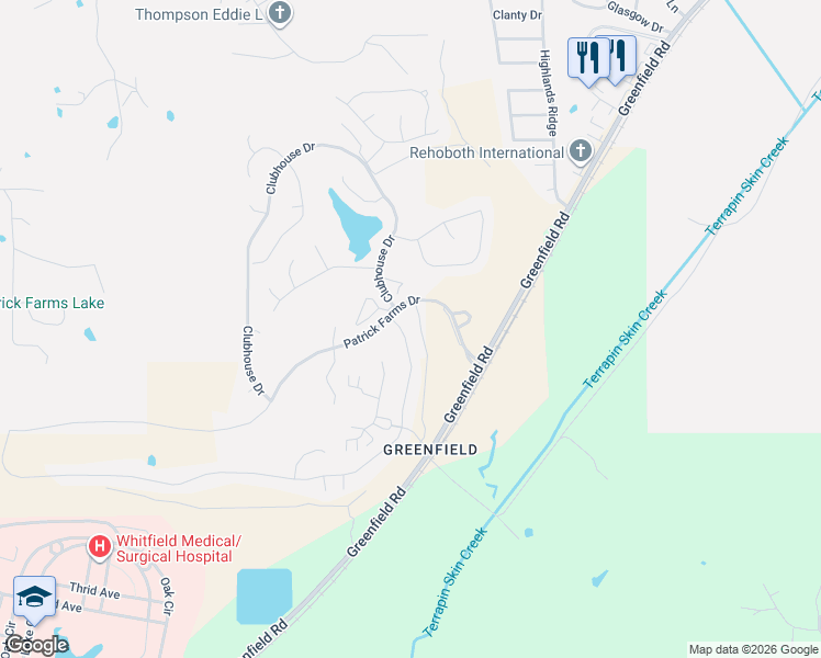 map of restaurants, bars, coffee shops, grocery stores, and more near 503 Westfield Drive in Pearl