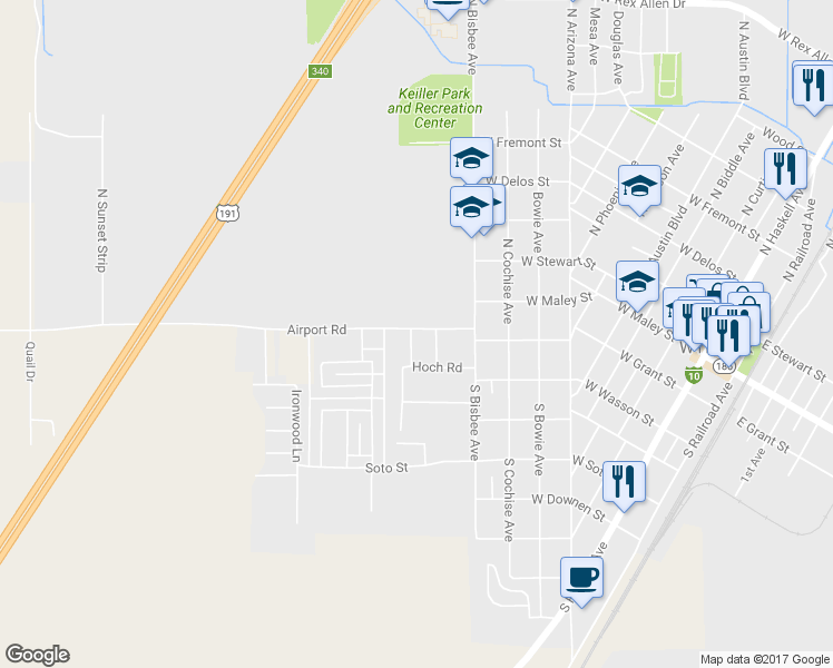 map of restaurants, bars, coffee shops, grocery stores, and more near 900 Airport Road in Willcox