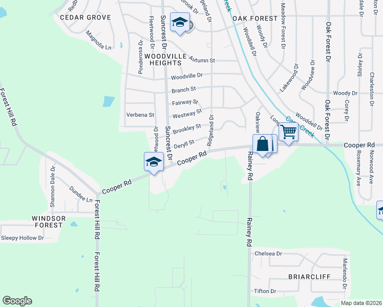 map of restaurants, bars, coffee shops, grocery stores, and more near 1036 Cooper Road in Jackson