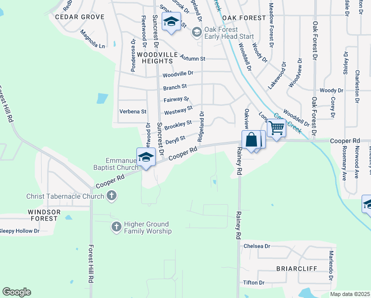 map of restaurants, bars, coffee shops, grocery stores, and more near 1036 Cooper Road in Jackson