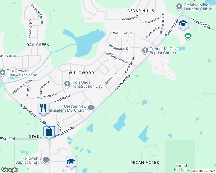 map of restaurants, bars, coffee shops, grocery stores, and more near 4330 Cypress Drive in Jackson